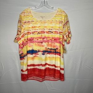 Coldwater Creek Watercolor Short Sleeve Top